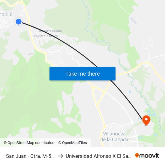 San Juan - Ctra. M-510 to Universidad Alfonso X El Sabio map