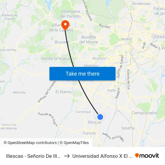 Illescas - Señorío De Illescas to Universidad Alfonso X El Sabio map
