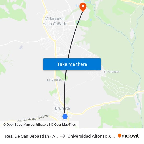 Real De San Sebastián - Amargura to Universidad Alfonso X El Sabio map