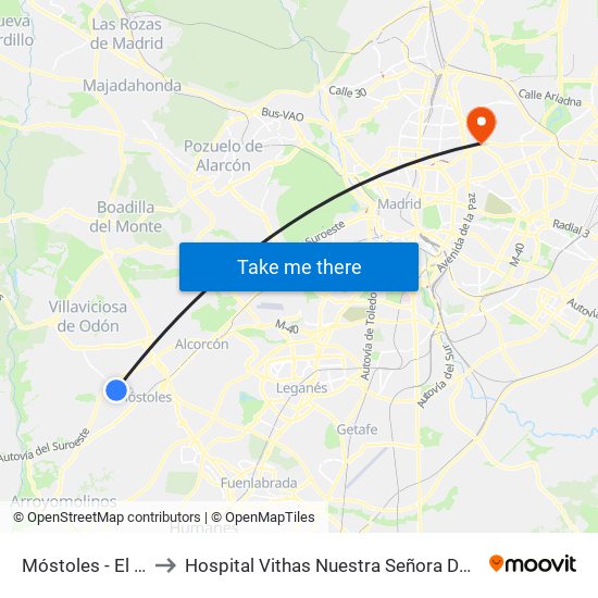 Móstoles - El Soto to Hospital Vithas Nuestra Señora De América map