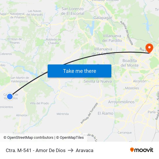 Ctra. M-541 - Amor De Dios to Aravaca map