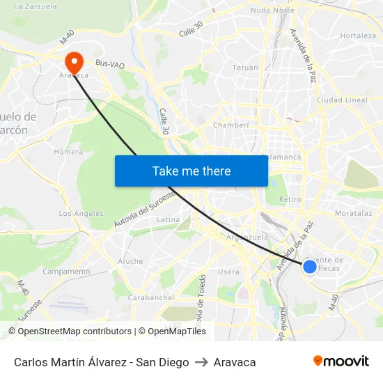Carlos Martín Álvarez - San Diego to Aravaca map