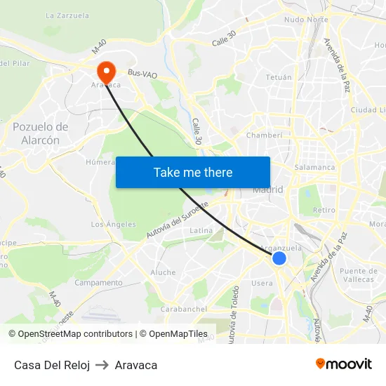 Casa Del Reloj to Aravaca map