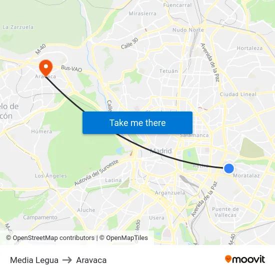 Media Legua to Aravaca map