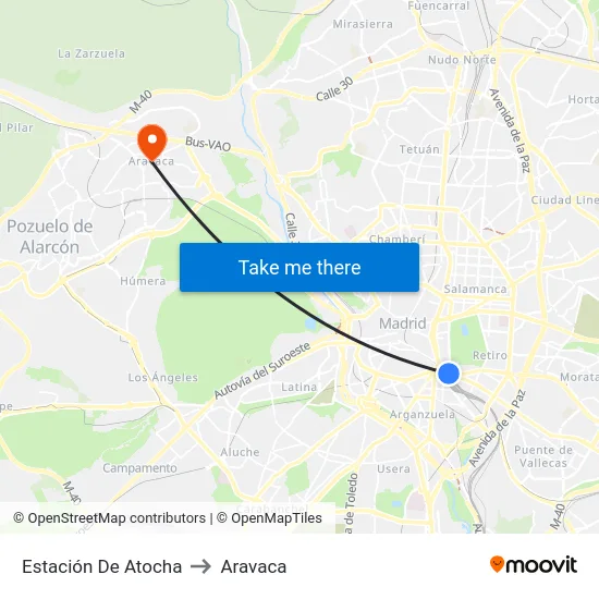 Estación De Atocha to Aravaca map