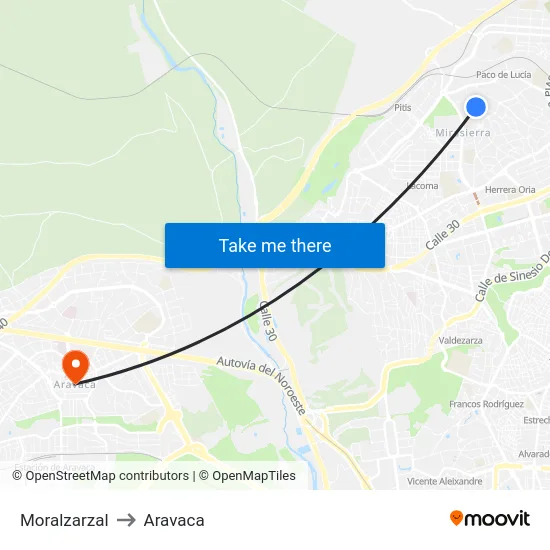 Moralzarzal to Aravaca map
