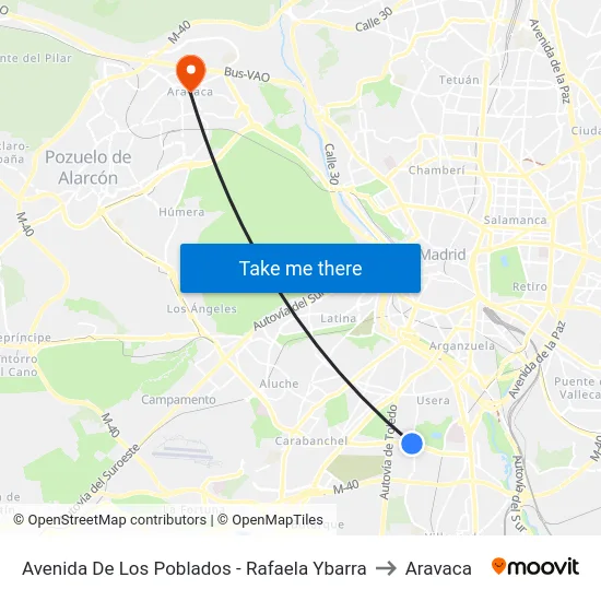 Avenida De Los Poblados - Rafaela Ybarra to Aravaca map