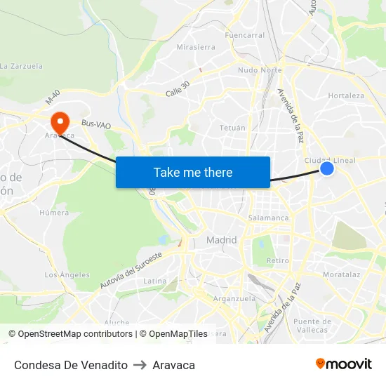 Condesa De Venadito to Aravaca map