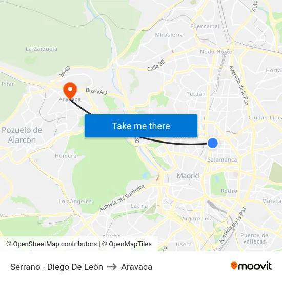 Serrano - Diego De León to Aravaca map
