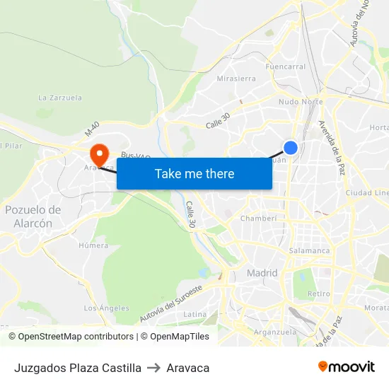 Juzgados Plaza Castilla to Aravaca map