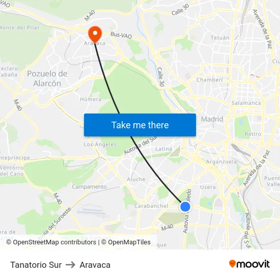 Tanatorio Sur to Aravaca map