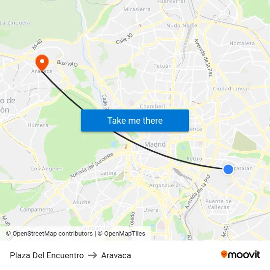 Plaza Del Encuentro to Aravaca map