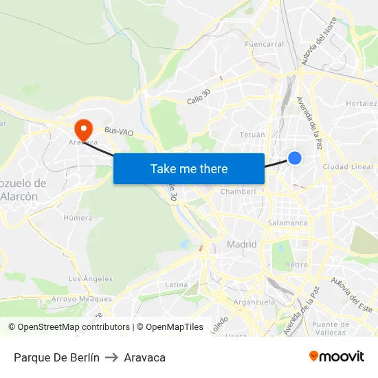Parque De Berlín to Aravaca map