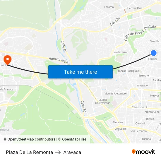 Plaza De La Remonta to Aravaca map