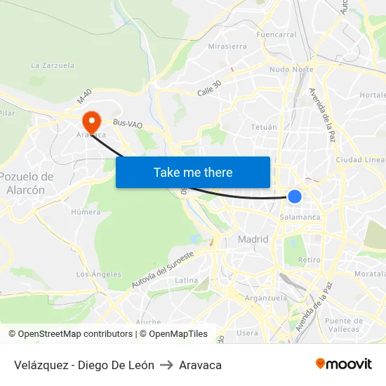 Velázquez - Diego De León to Aravaca map