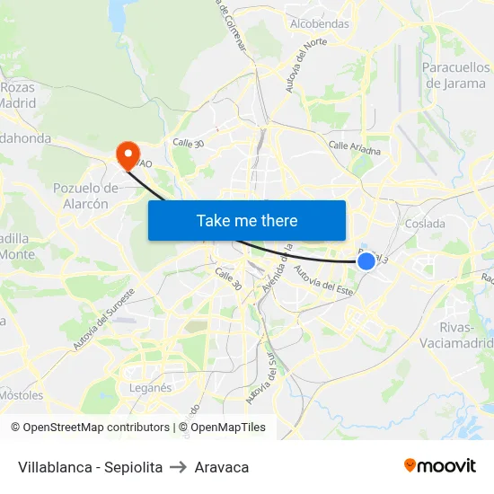 Villablanca - Sepiolita to Aravaca map