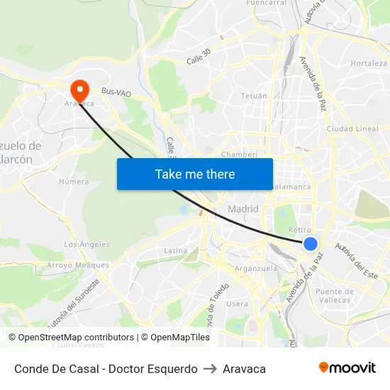 Conde De Casal - Doctor Esquerdo to Aravaca map