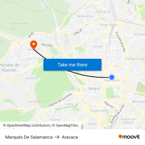 Marqués De Salamanca to Aravaca map