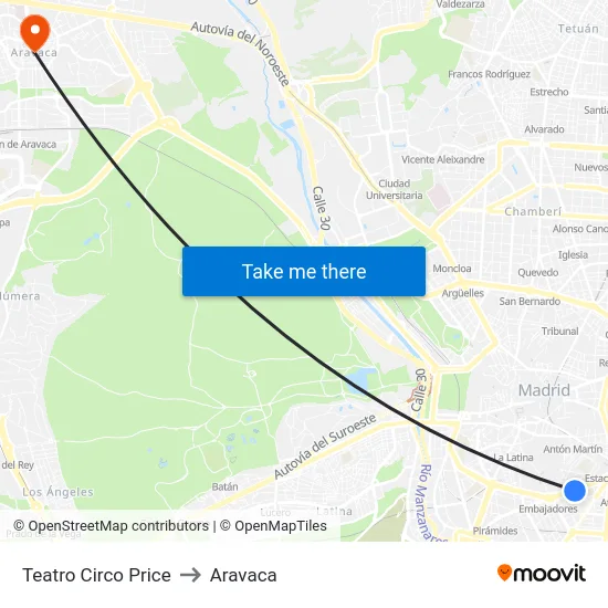 Teatro Circo Price to Aravaca map