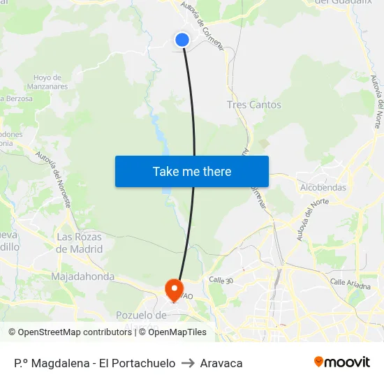 P.º Magdalena - El Portachuelo to Aravaca map