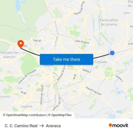 C. C. Camino Real to Aravaca map