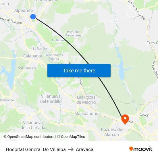 Hospital General De Villalba to Aravaca map