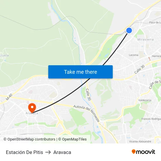 Estación De Pitis to Aravaca map