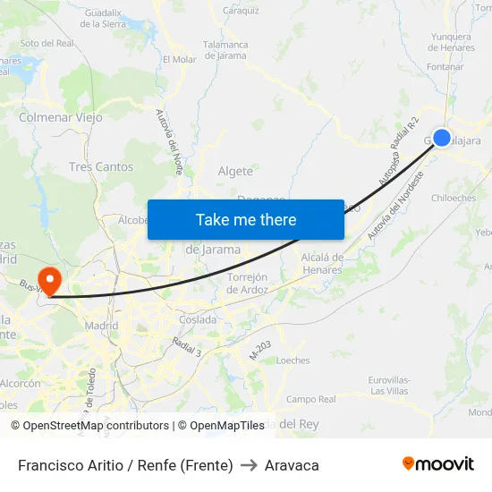 Francisco Aritio / Renfe (Frente) to Aravaca map