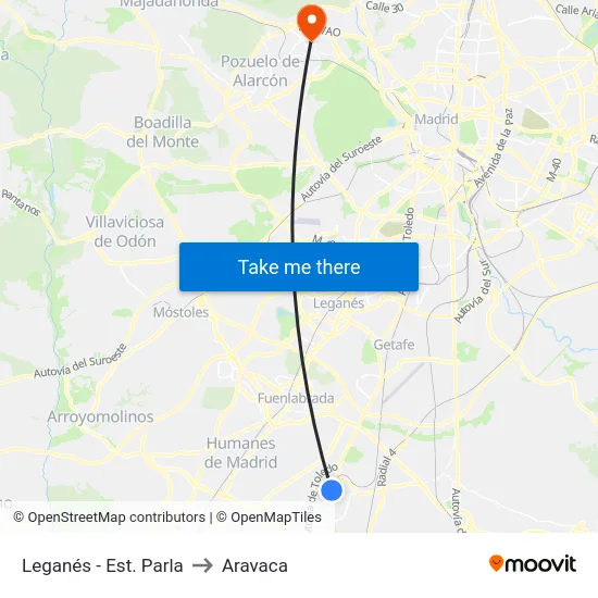 Leganés - Est. Parla to Aravaca map