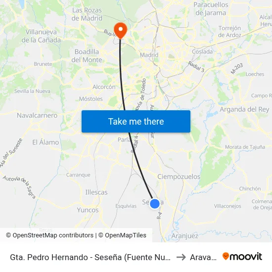 Gta. Pedro Hernando - Seseña (Fuente Nueva) to Aravaca map