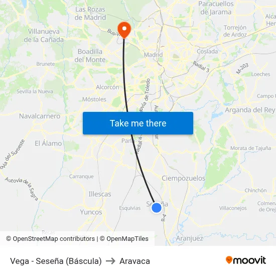 Vega - Seseña (Báscula) to Aravaca map