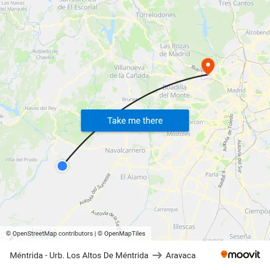 Méntrida - Urb. Los Altos De Méntrida to Aravaca map