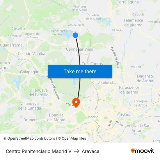 Centro Penitenciario Madrid V to Aravaca map