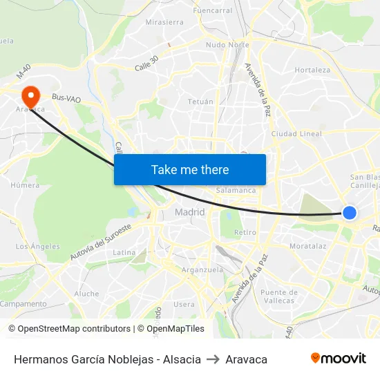 Hermanos García Noblejas - Alsacia to Aravaca map