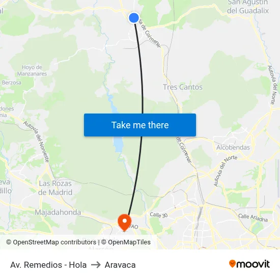 Av. Remedios - Hola to Aravaca map