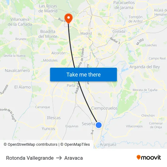 Rotonda Vallegrande to Aravaca map