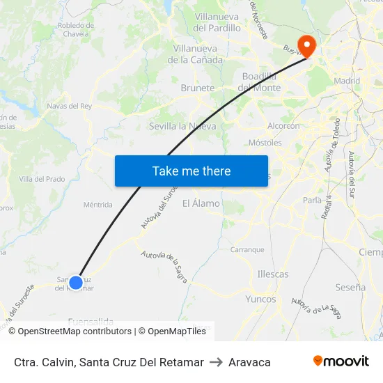 Ctra. Calvin, Santa Cruz Del Retamar to Aravaca map