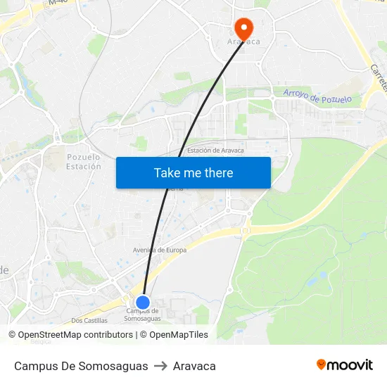 Campus De Somosaguas to Aravaca map