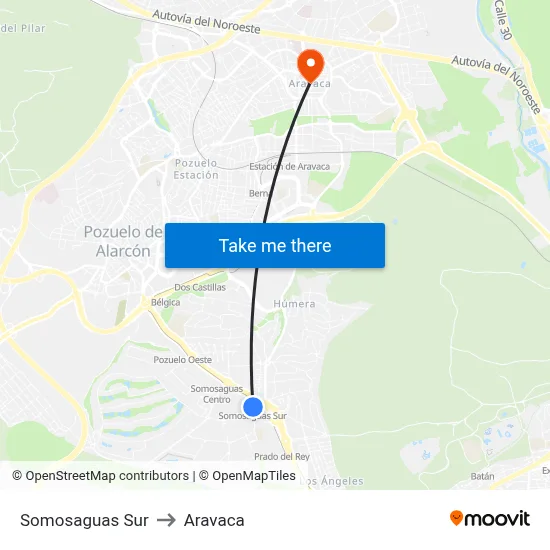 Somosaguas Sur to Aravaca map