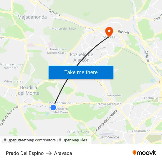 Prado Del Espino to Aravaca map