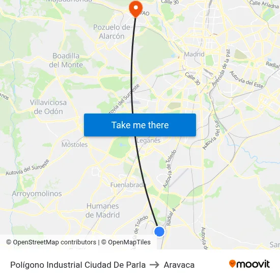 Polígono Industrial Ciudad De Parla to Aravaca map