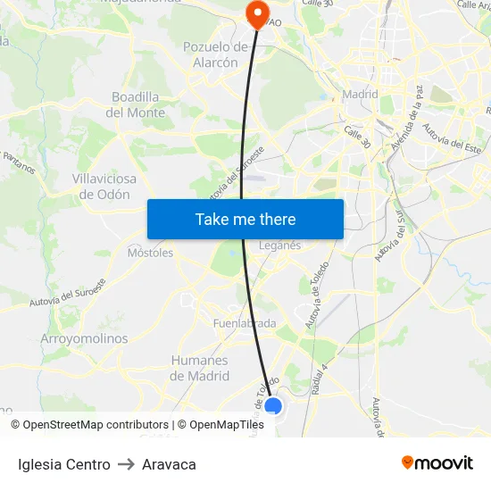 Iglesia Centro to Aravaca map