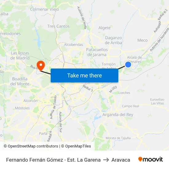 Fernando Fernán Gómez - Est. La Garena to Aravaca map
