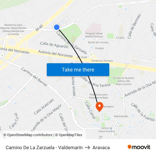 Camino De La Zarzuela - Valdemarín to Aravaca map