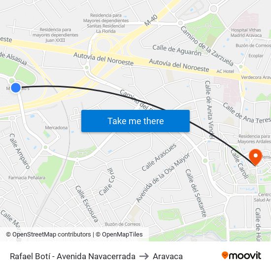 Rafael Botí - Avenida Navacerrada to Aravaca map