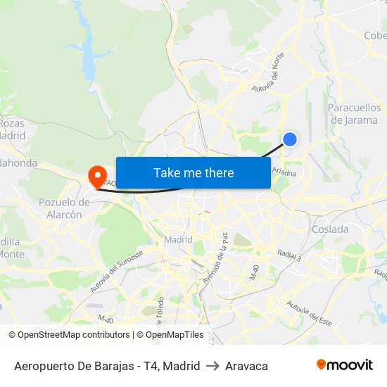Aeropuerto De Barajas - T4, Madrid to Aravaca map