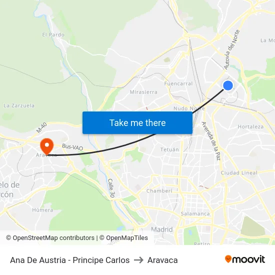 Ana De Austria - Principe Carlos to Aravaca map