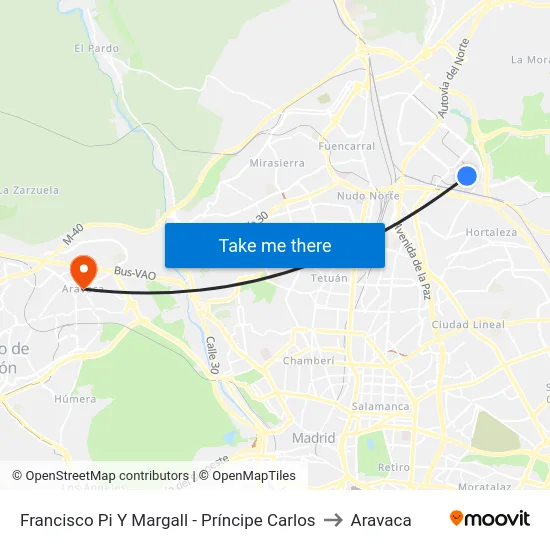 Francisco Pi Y Margall - Príncipe Carlos to Aravaca map