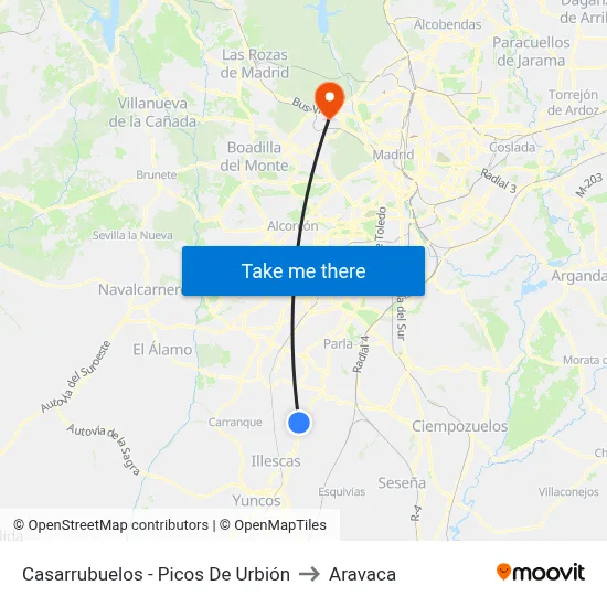 Casarrubuelos - Picos De Urbión to Aravaca map