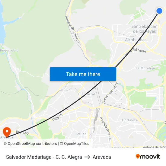 Salvador Madariaga - C. C. Alegra to Aravaca map